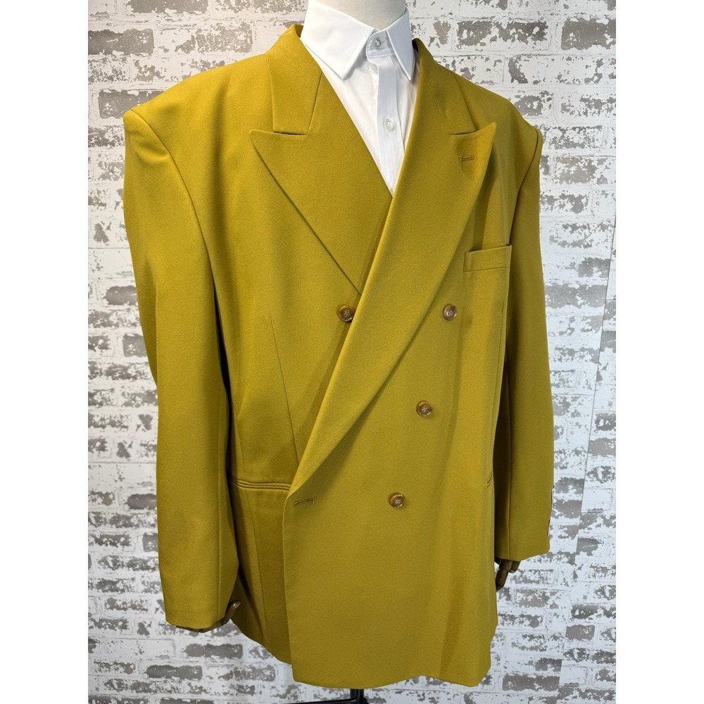 Gino Cappeli Suit Mens 52 Regular Waist 47 Blazer Yellow Jacket Suit Coat VTG